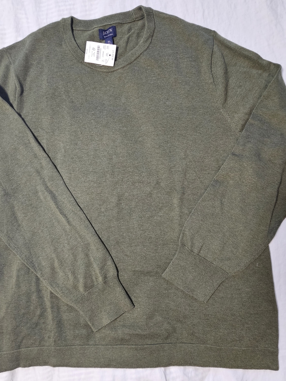 J.Crew Olive Green Cotton Crewneck Sweater Size XL